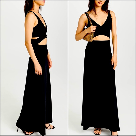 $275⬇️NWT Susana Monaco cutout midriff maxi tank dress flowy colorblock slip - Picture 2 of 7